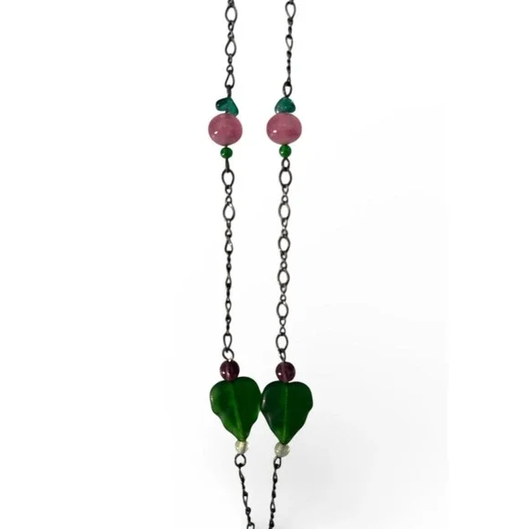 Vintage Sterling Silver 925 Lucy Issacs Style Glass‎ Bead 28 Charm Necklace